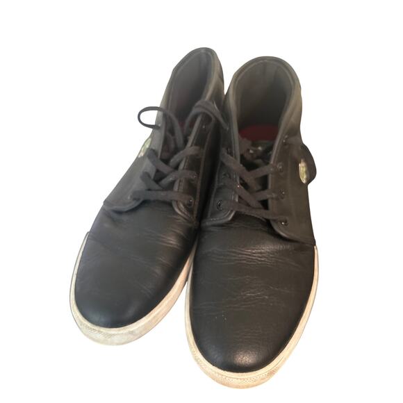 LACOSTE \'Ampthill LCR\' Mens Size 12 US Shoes Black Leather Red & White Sole L1
